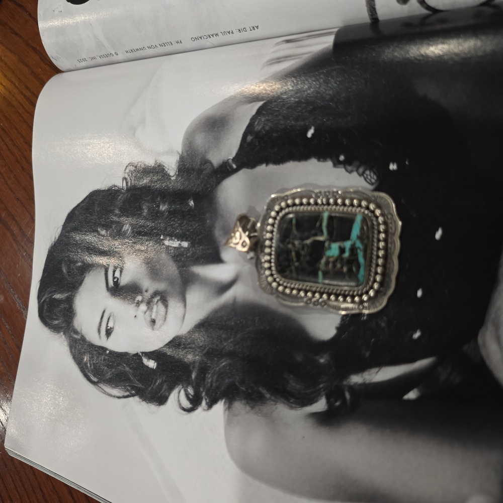 Native MADE BLACK JACK Turquoise PENDANT - Picture 9 of 16